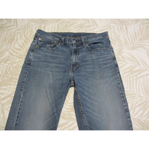 Levis 514  Distressed Blue Denim Jeans With Frayed Hems 34/36 Tall - Picture 1 of 8